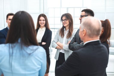 close up. a group of employees discussing new ideas