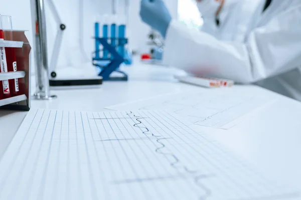 De cerca. escritorio en el laboratorio científico. — Foto de Stock