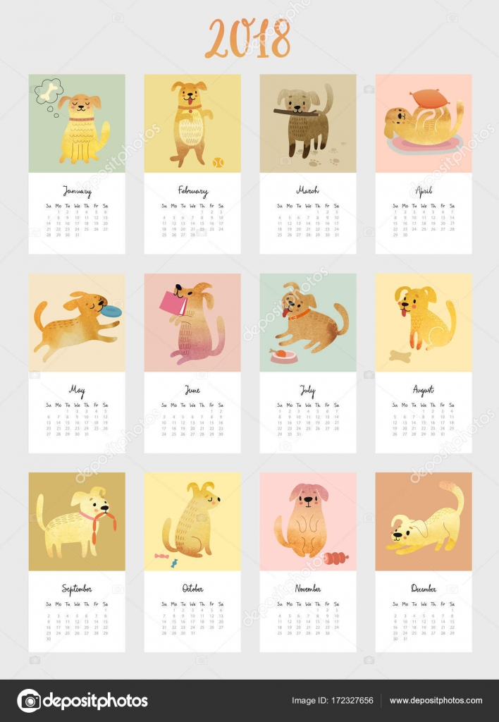 depositphotos_172327656 stock illustration calendar 2018 cute monthly calendar