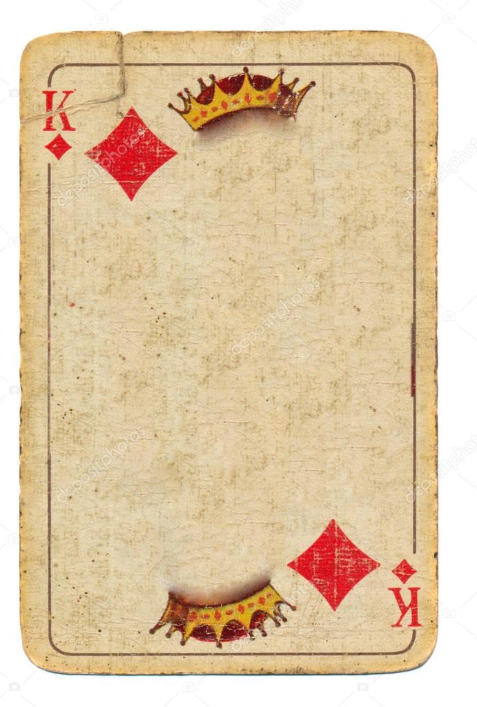 old playing card king of diamonds  background with crown