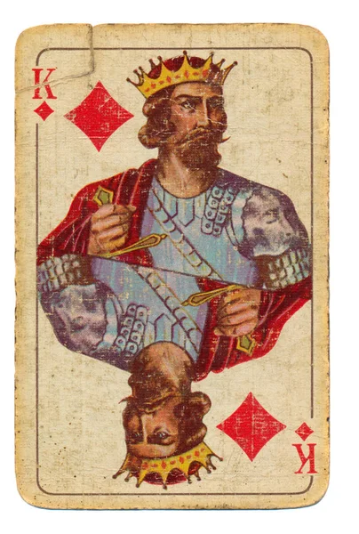 Ancient playing card background - king of diamonds — Stock Photo, Image