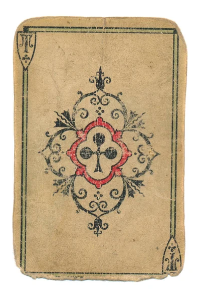 Antica carta da gioco asso di croce isolato su bianco — Foto Stock
