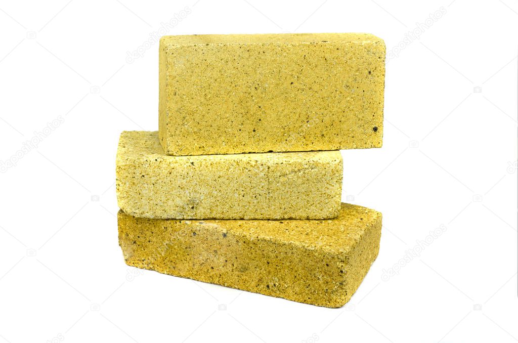 Three special bricks for furnace fireplace isolated 