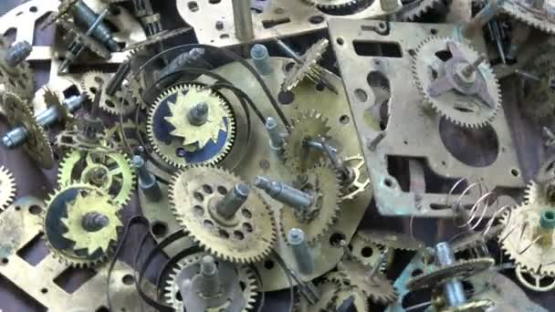 Reloj Analógico Vintage Engranajes Latón Engranajes Fondo Giratorio — Vídeo de stock