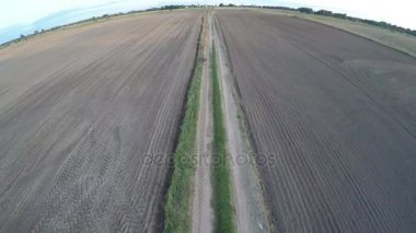 Ektim sonbahar alanları ve kırsal road, havadan görünümü