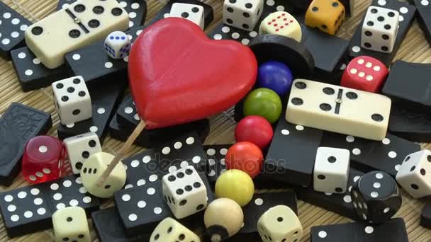 Ruotando Varie Ossa Gioco Domino Dadi Bianco Nero Giocattoli Legno — Video Stock