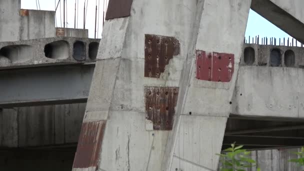 Derelict Niezabudowane Ruiny Budowy Stadionu Mieście Powiększ — Wideo stockowe