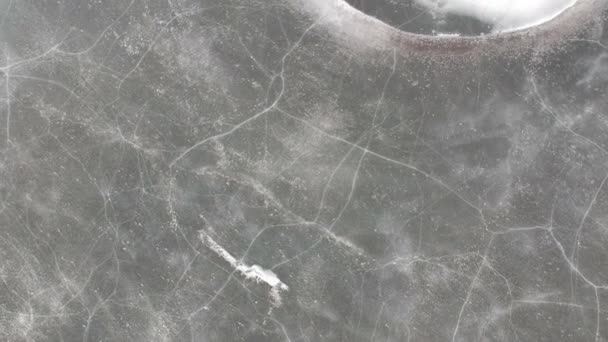 Spring Cracked Ice Background Lake Drone Aerial View — Stock Video