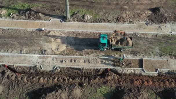 Arbeiter Reparieren Neue Straße Und Weg Alten Historischen Park Luftaufnahme — Stockvideo