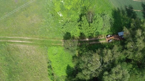 Traktor Grader Leveling Jalan Jalan Pedesaan Yang Buruk Tempat Kerja — Stok Video