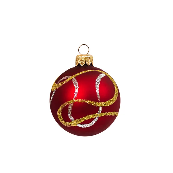 Κόκκινη Χριστουγεννιάτικη μπάλα που απομονώνονται σε λευκό φόντο το νέο έτος — Φωτογραφία Αρχείου