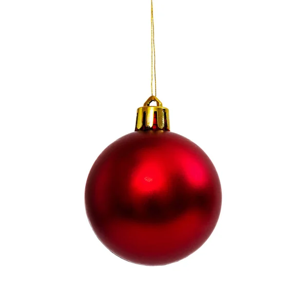 Beyaz arka plan üzerinde yeni yıl izole kırmızı Noel top