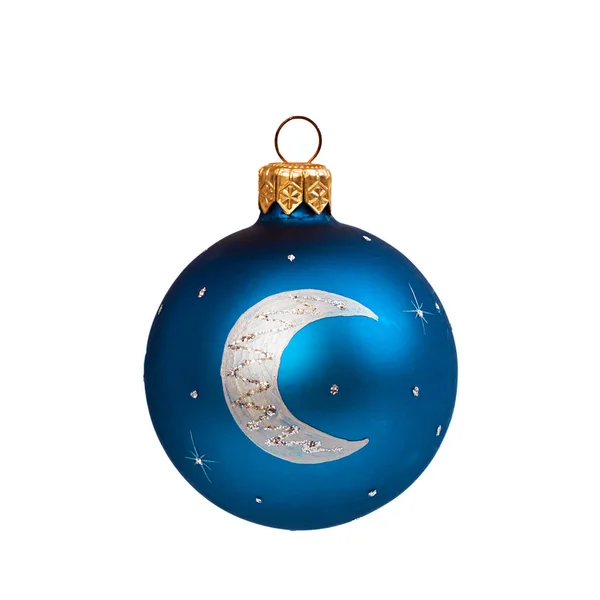 Blauwe kerst bal geïsoleerd op een witte achtergrond Nieuwjaar — Stockfoto