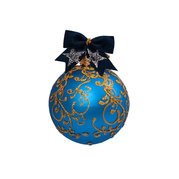 Blu palla di Natale isolato su sfondo bianco Capodanno — Foto Stock