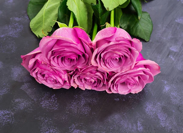 Bouquet of purple roses on a dark background