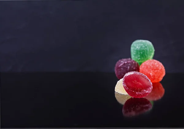 Colorful Marmalade Isolated Dark Background Delicious Jujube Balls — Stock Photo, Image