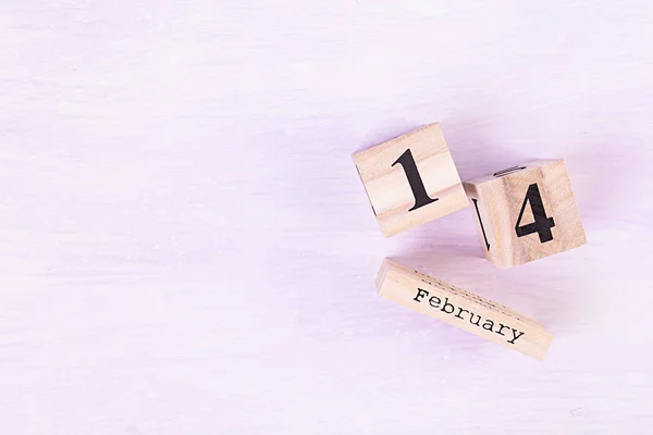 Valentine Day Wooden Calendar February — ストック写真