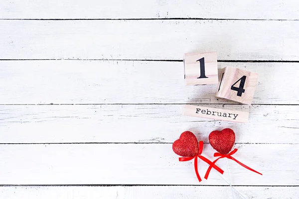 Valentine Day Wooden Calendar February — 스톡 사진