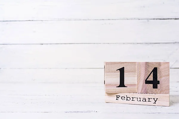 Valentine Day Wooden Calendar February — Stok fotoğraf
