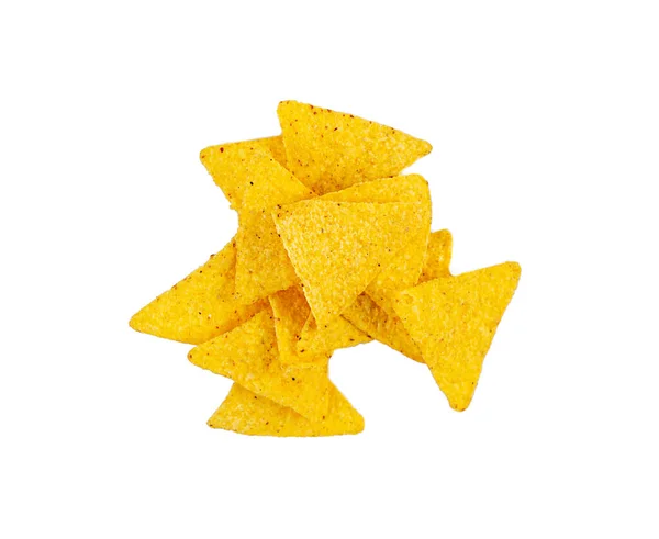 Nacho Met Kaas Maïs Chips Geïsoleerd Witte Achtergrond — Stockfoto