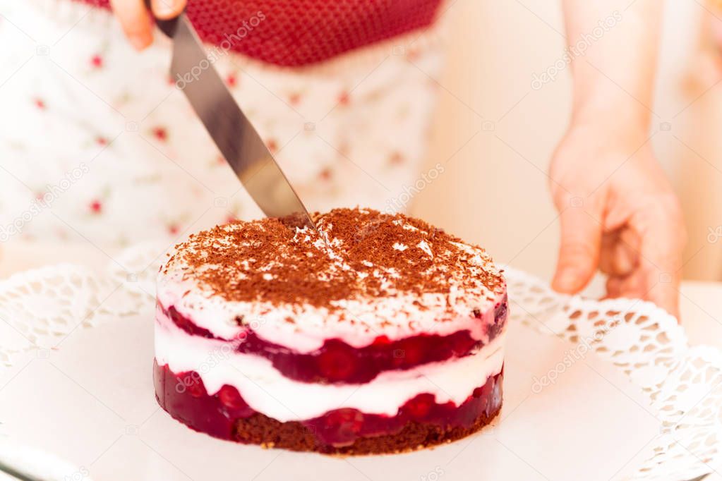 Vintage Girl Baking A Cake