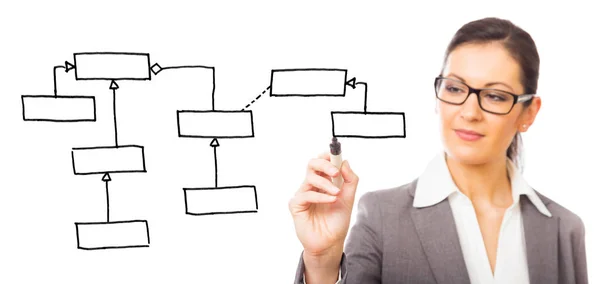 Software Engineer Drawing A Uml Class Diagram — Stock Photo, Image