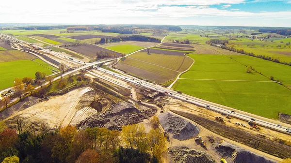 Luftaufnahme der Autobahnbaustelle — Stockfoto