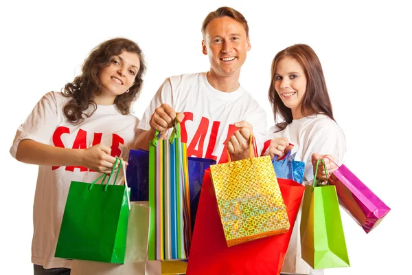 Group Of Young People With sale T-shirts — Stock Photo, Image