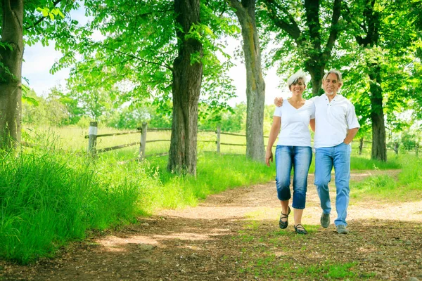 Pareja mayor dando un paseo — Foto de Stock