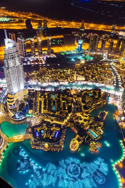 Downtown dubai's nachts — Stockfoto