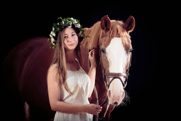 Young Girl With Her Horse — Stock Photo, Image