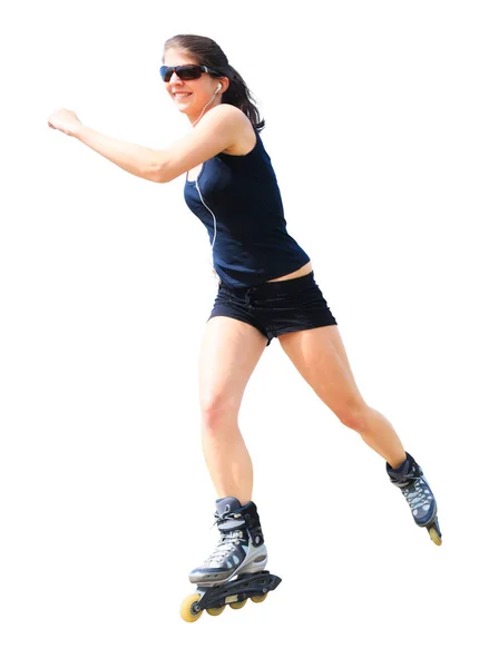 Mujer joven con patines en línea — Foto de Stock