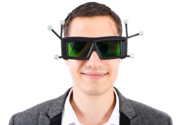 3D Vr gözlüklü erkek mühendis