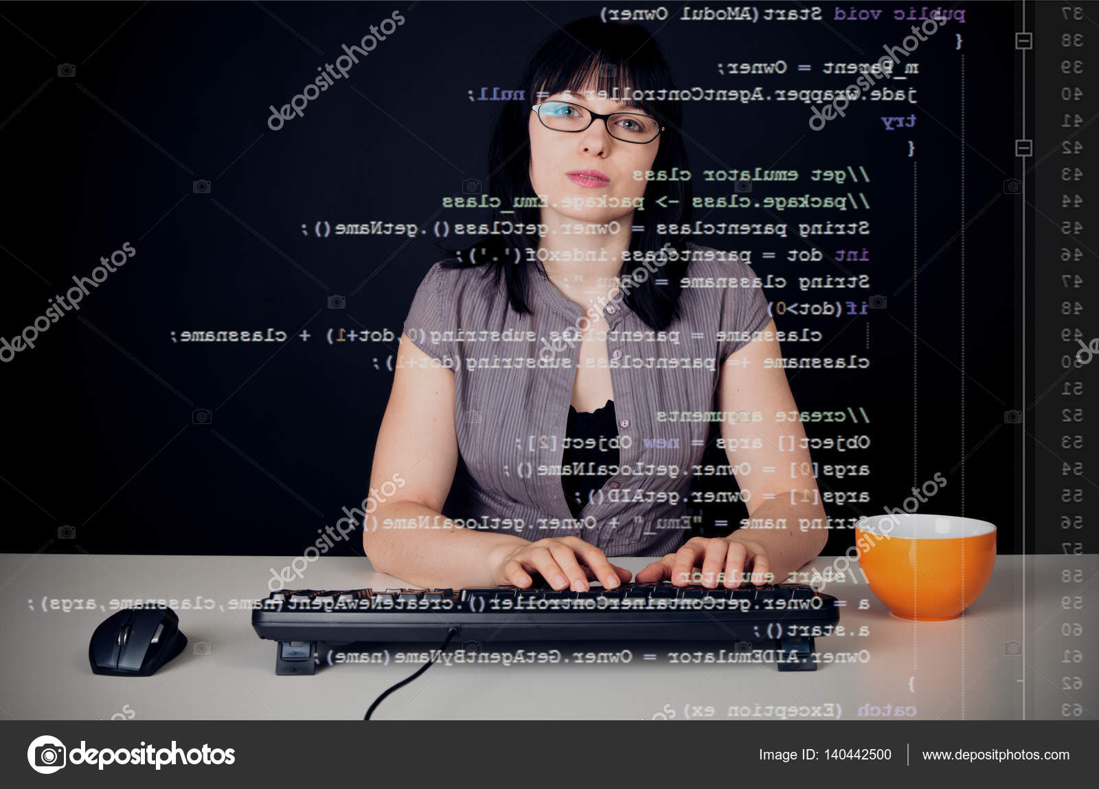 Young Woman Writing A Java Program — Stock Photo © nullplus #140442500