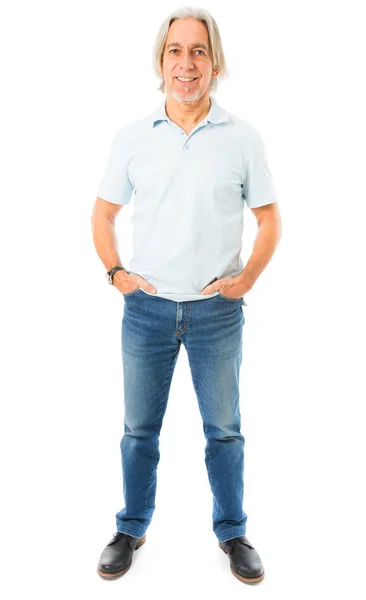Senior Man On White Background — Stock Photo, Image