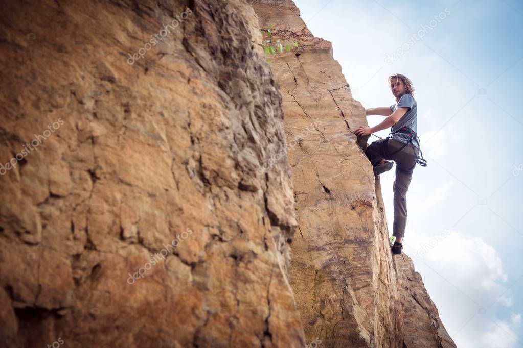 Young Climber Rock Climbing