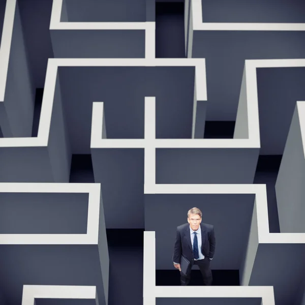 Businessman Stuck In A Maze — Stock Photo, Image