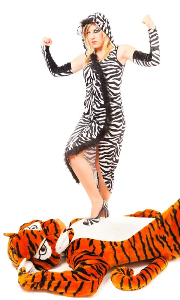Dieses Zebra weiß sich zu verteidigen — Stockfoto