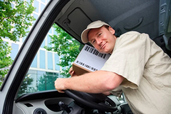 Delivery Boy And White Van — Stock Photo, Image