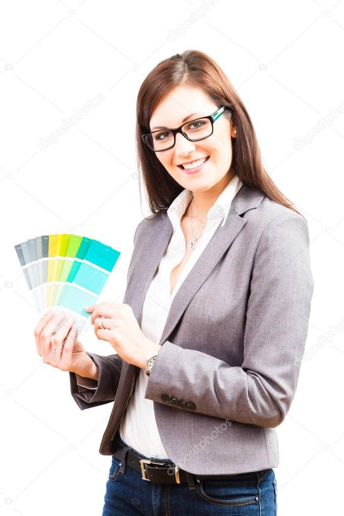 Female Interior Designer With Color Swatches