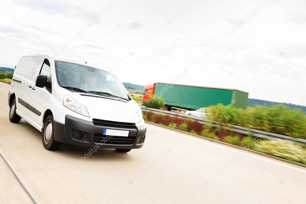Delivery Van On Highway