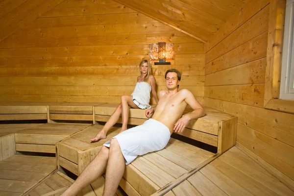 Couple Relaxing in Sauna
