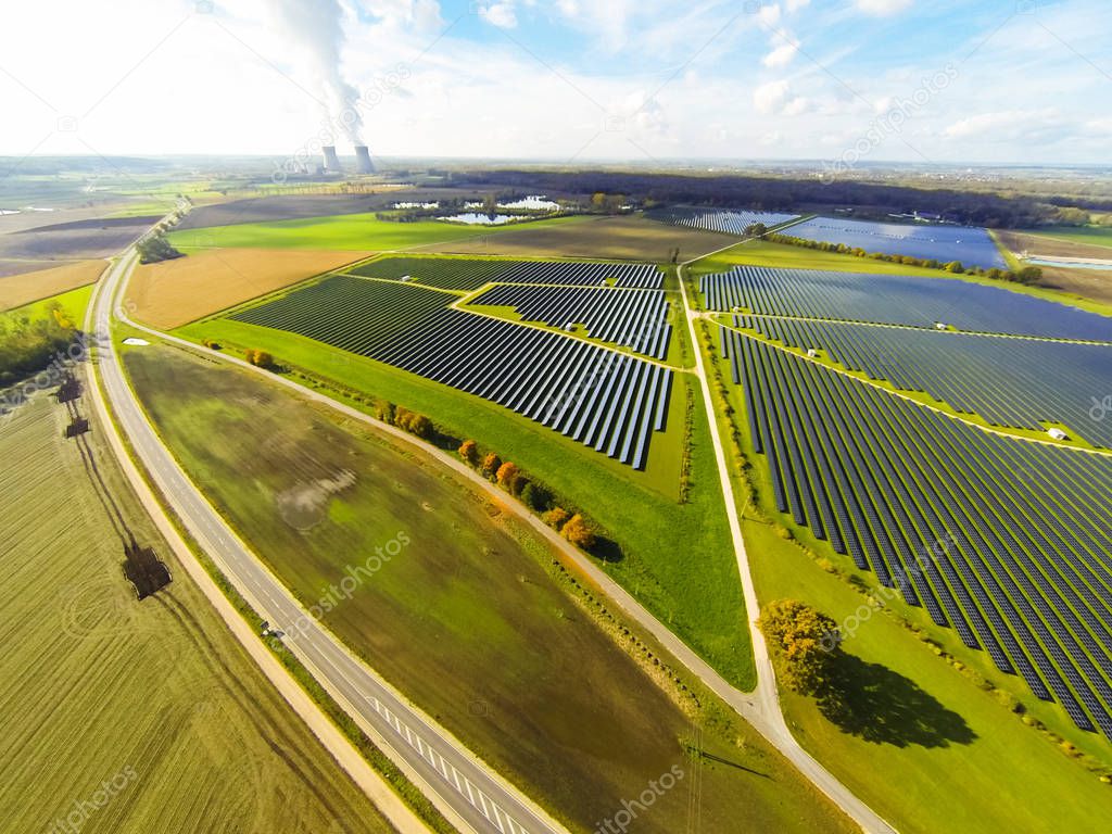 Aerial View Of Solar Power Station