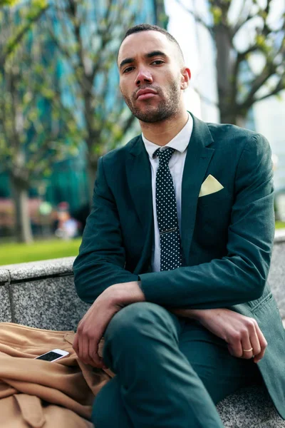 Black Businessman In La Defense, Paris — Stock Photo, Image