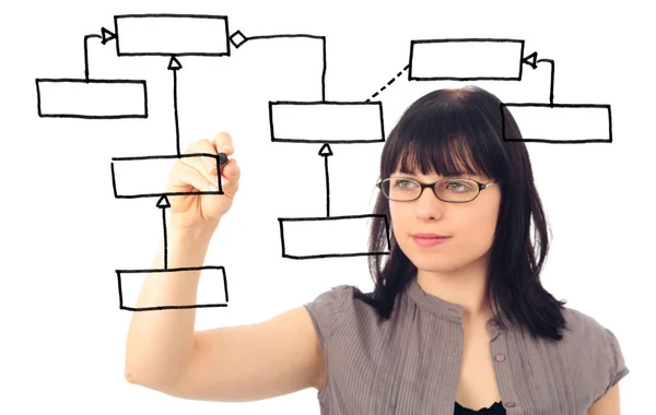 Software Engineer Drawing A Uml Class Diagram — Stock Photo, Image