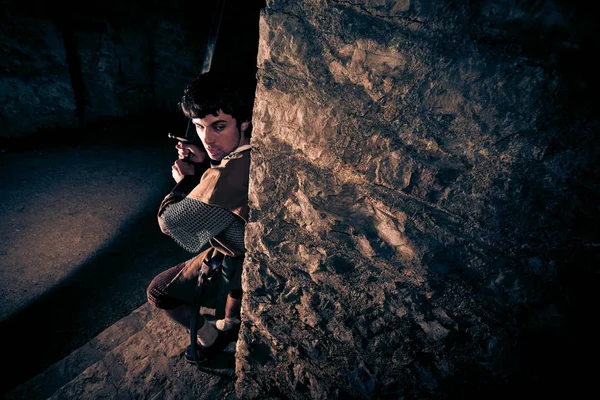 Chevalier défendant sa forteresse — Photo