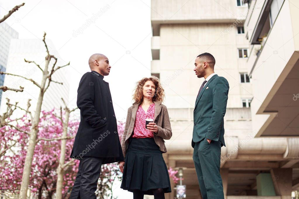 Business People Talking In La Defense, Paris, France