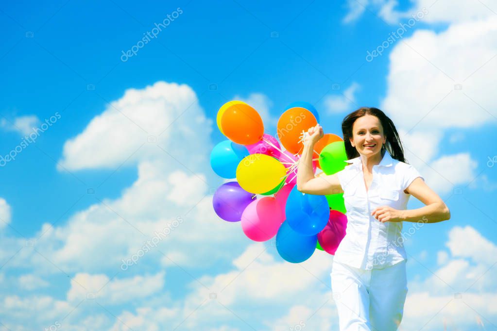Woman With Colorful Balloons