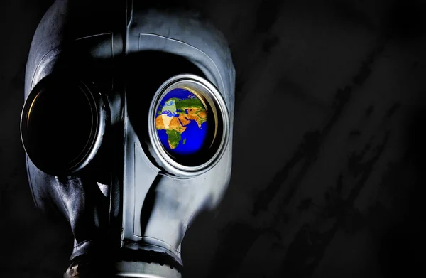 Gás Mask - Mapa do Mundo — Fotografia de Stock