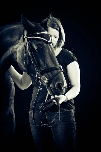 Nő a ló — Stock Fotó